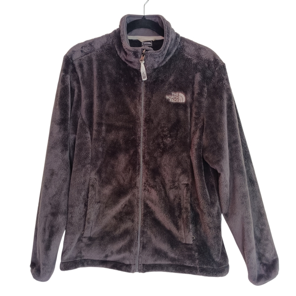 The North Face Fleece Jacket Women's Size Large Gray‎ Full Zip Waist Gathering